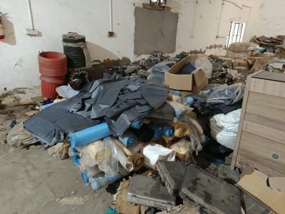 FLOOD DAMAGED STOCK OF BAGS AND WIP MATERIAL